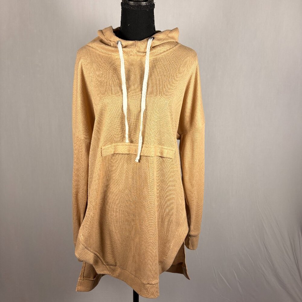 SHEIN | Waffle-Knit Hooded Tunic | 1XL | Beige | NWOT